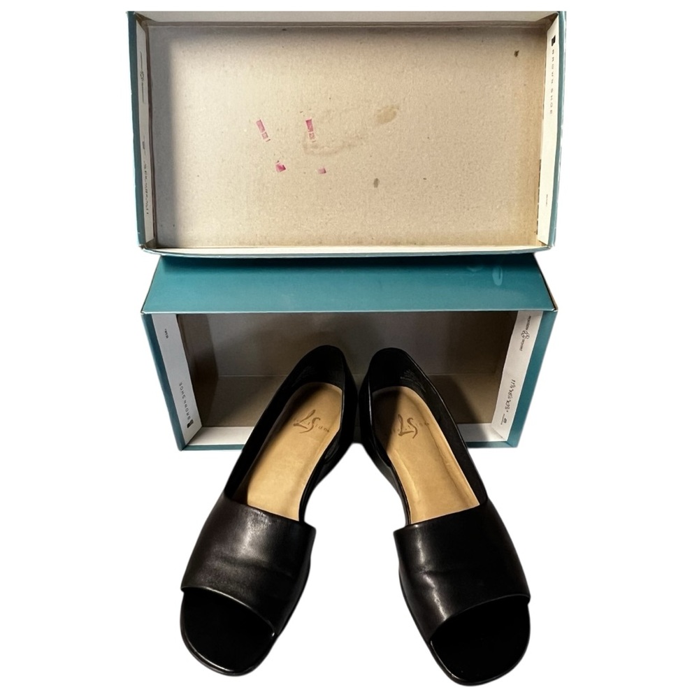 Life Stride Black Slip On Open Toe Shoes 7.5N
